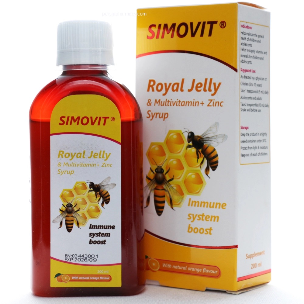 سیموویت رویال ژل شربت تقویتی کودکان و نوجوانان حاوی ژل رویال و ویتامینها شربت سیموویت رویال ژل مکمل تقویتی کودکان حاوی ژل رویال و ویتامینها