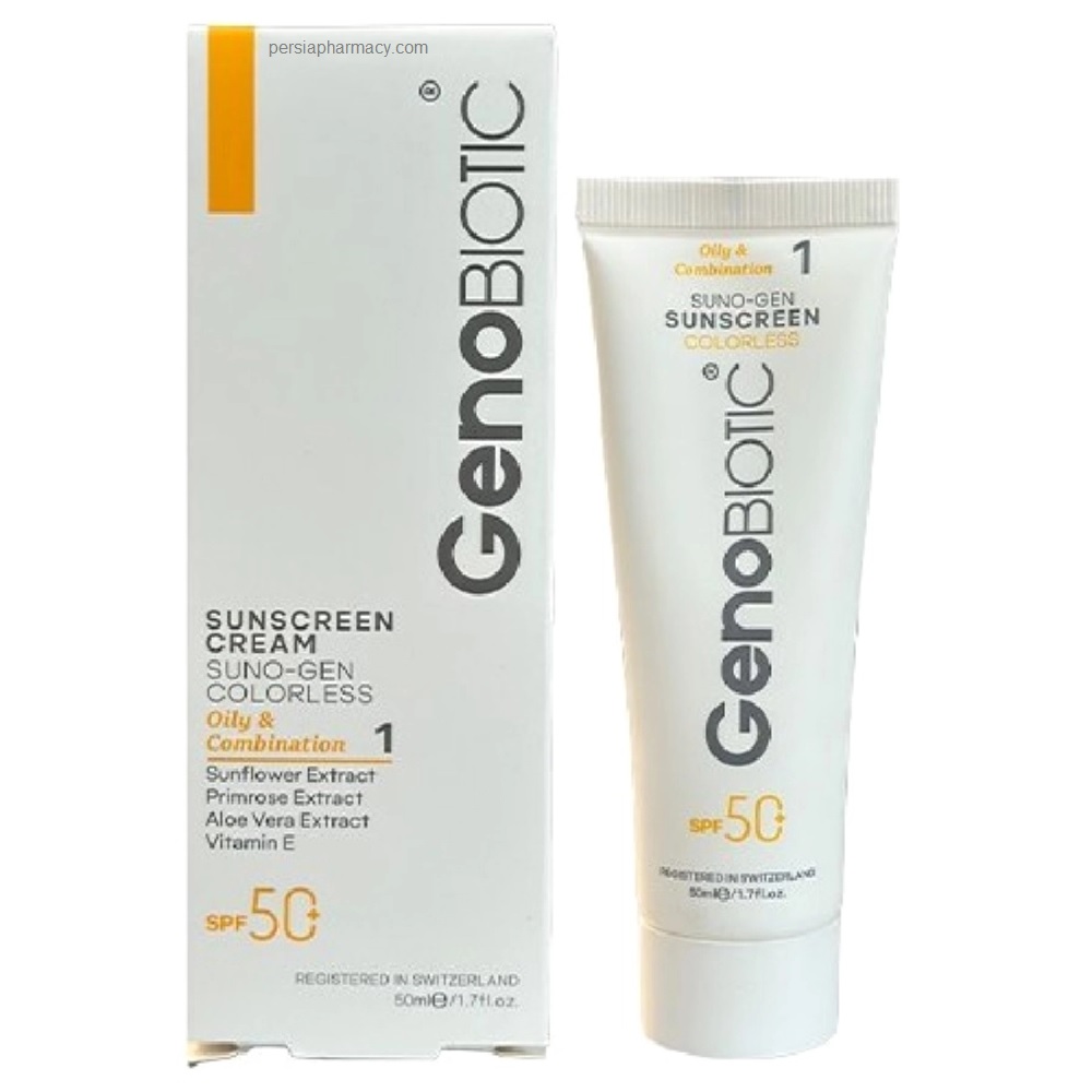 بی رنگ چرب کرم ضد آفتاب ژنوبایوتیک پوست چرب SPF50 با بافت سبک، کنترل چربی و محافظت در برابر UVA و UVB